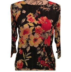 BUTTER YELLOW & ORANGE CRINKLE FLORAL PRINT WOMEN TOP ALL SEASON